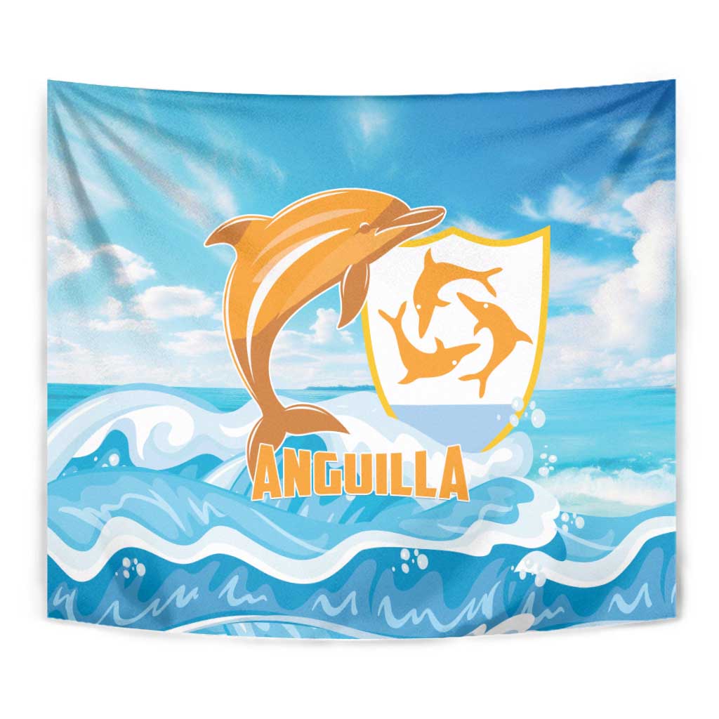 Anguilla Tapestry Three Orange Gold Natural Dolphins - Wonder Print Shop