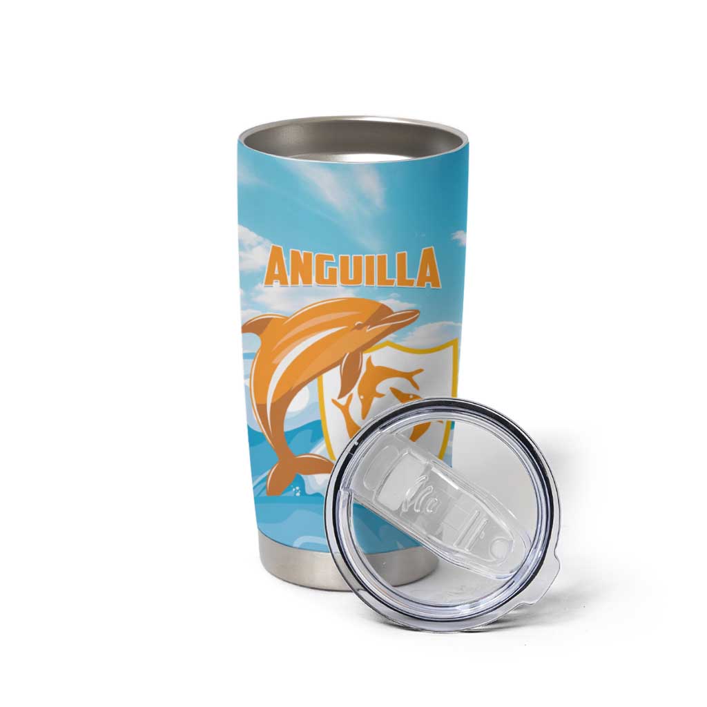 Personalized Anguilla Tumbler Cup Three Orange Gold Natural Dolphins - Wonder Print Shop