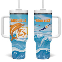 Personalized Anguilla Tumbler With Handle Three Orange Gold Natural Dolphins - Wonder Print Shop