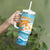 Personalized Anguilla Tumbler With Handle Three Orange Gold Natural Dolphins - Wonder Print Shop