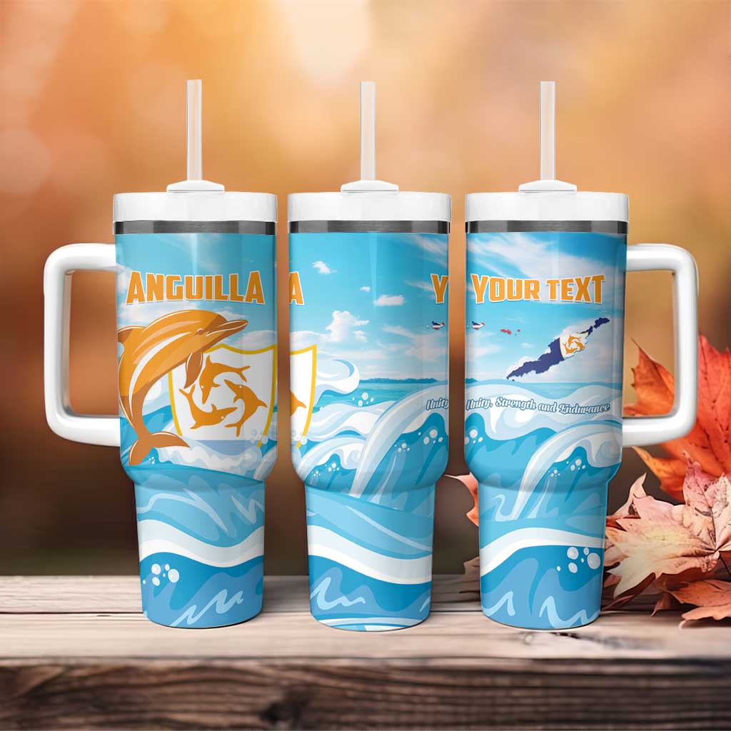 Personalized Anguilla Tumbler With Handle Three Orange Gold Natural Dolphins - Wonder Print Shop