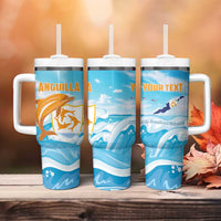 Personalized Anguilla Tumbler With Handle Three Orange Gold Natural Dolphins - Wonder Print Shop
