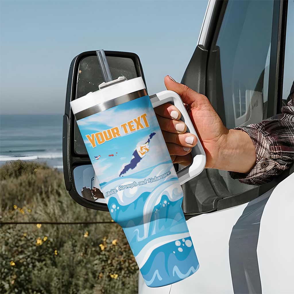 Personalized Anguilla Tumbler With Handle Three Orange Gold Natural Dolphins - Wonder Print Shop