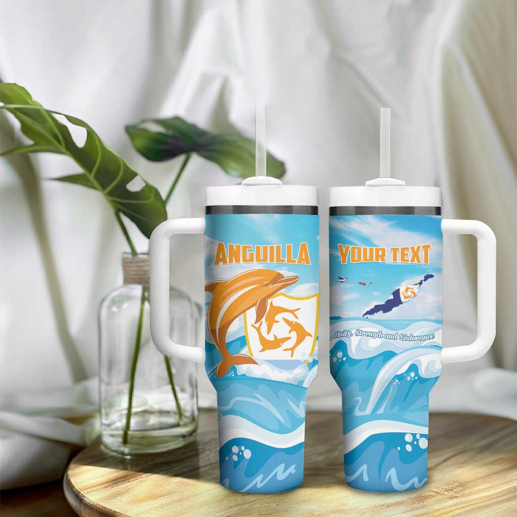 Personalized Anguilla Tumbler With Handle Three Orange Gold Natural Dolphins - Wonder Print Shop
