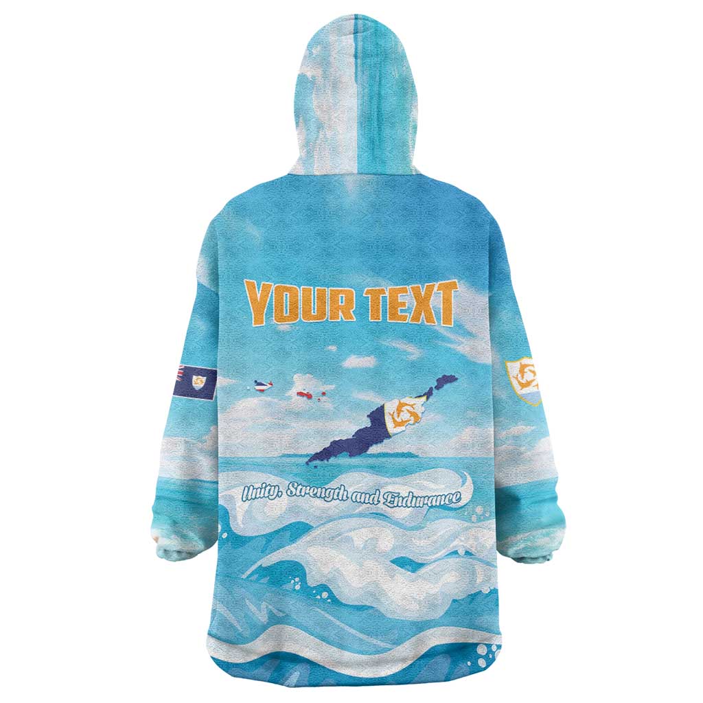 Personalized Anguilla Wearable Blanket Hoodie Three Orange Gold Natural Dolphins - Wonder Print Shop