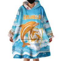 Personalized Anguilla Wearable Blanket Hoodie Three Orange Gold Natural Dolphins - Wonder Print Shop