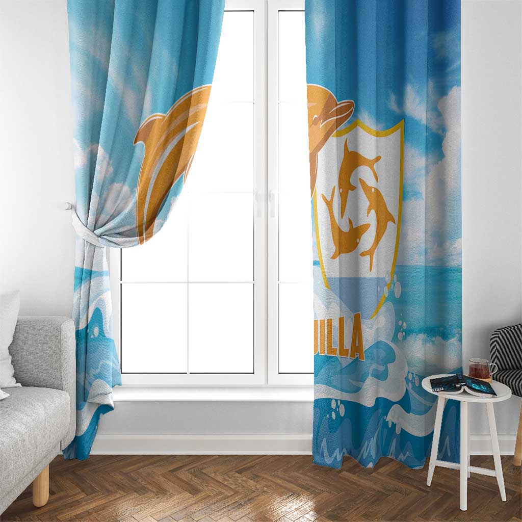 Anguilla Window Curtain Three Orange Gold Natural Dolphins - Wonder Print Shop