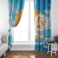 Anguilla Window Curtain Three Orange Gold Natural Dolphins - Wonder Print Shop