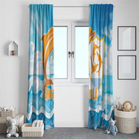 Anguilla Window Curtain Three Orange Gold Natural Dolphins - Wonder Print Shop