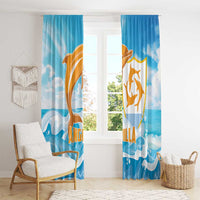 Anguilla Window Curtain Three Orange Gold Natural Dolphins - Wonder Print Shop