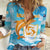 Personalized Anguilla Women Casual Shirt Three Orange Gold Natural Dolphins - Wonder Print Shop