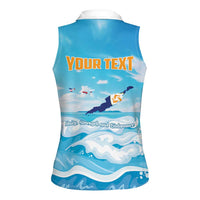 Personalized Anguilla Women Sleeveless Polo Shirt Three Orange Gold Natural Dolphins - Wonder Print Shop