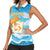 Personalized Anguilla Women Sleeveless Polo Shirt Three Orange Gold Natural Dolphins - Wonder Print Shop