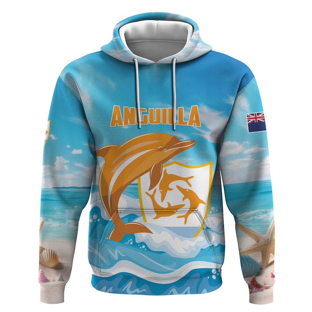Personalized Anguilla Zip Hoodie Three Orange Gold Natural Dolphins - Wonder Print Shop