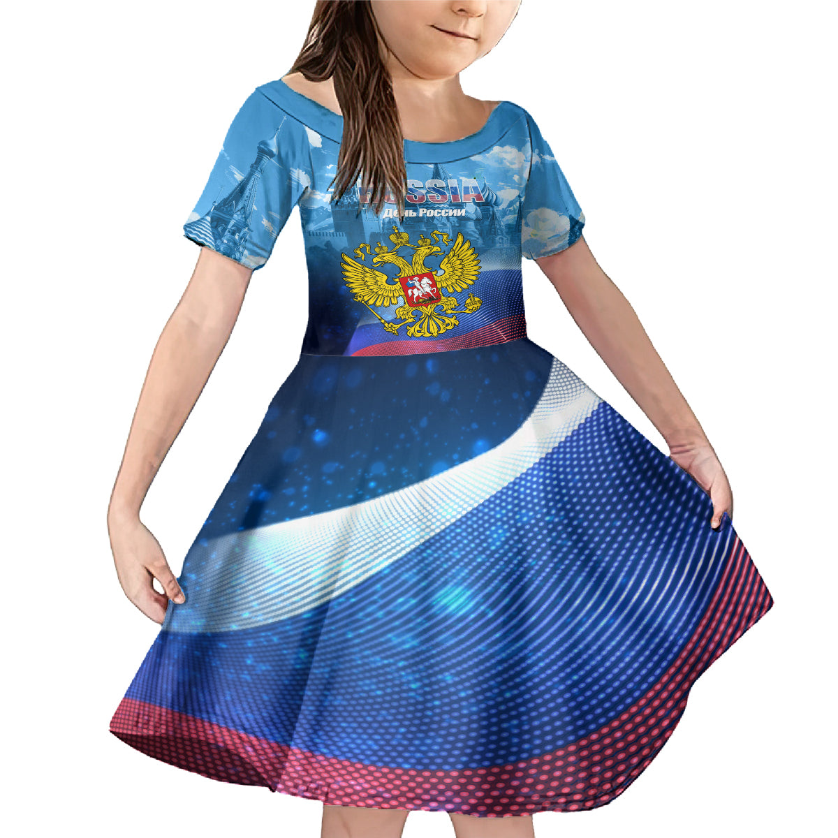 Russia Day 2024 Family Matching Mermaid Dress and Hawaiian Shirt Coat Of Arms With Red Square - Wonder Print Shop
