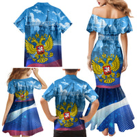Russia Day 2024 Family Matching Mermaid Dress and Hawaiian Shirt Coat Of Arms With Red Square - Wonder Print Shop