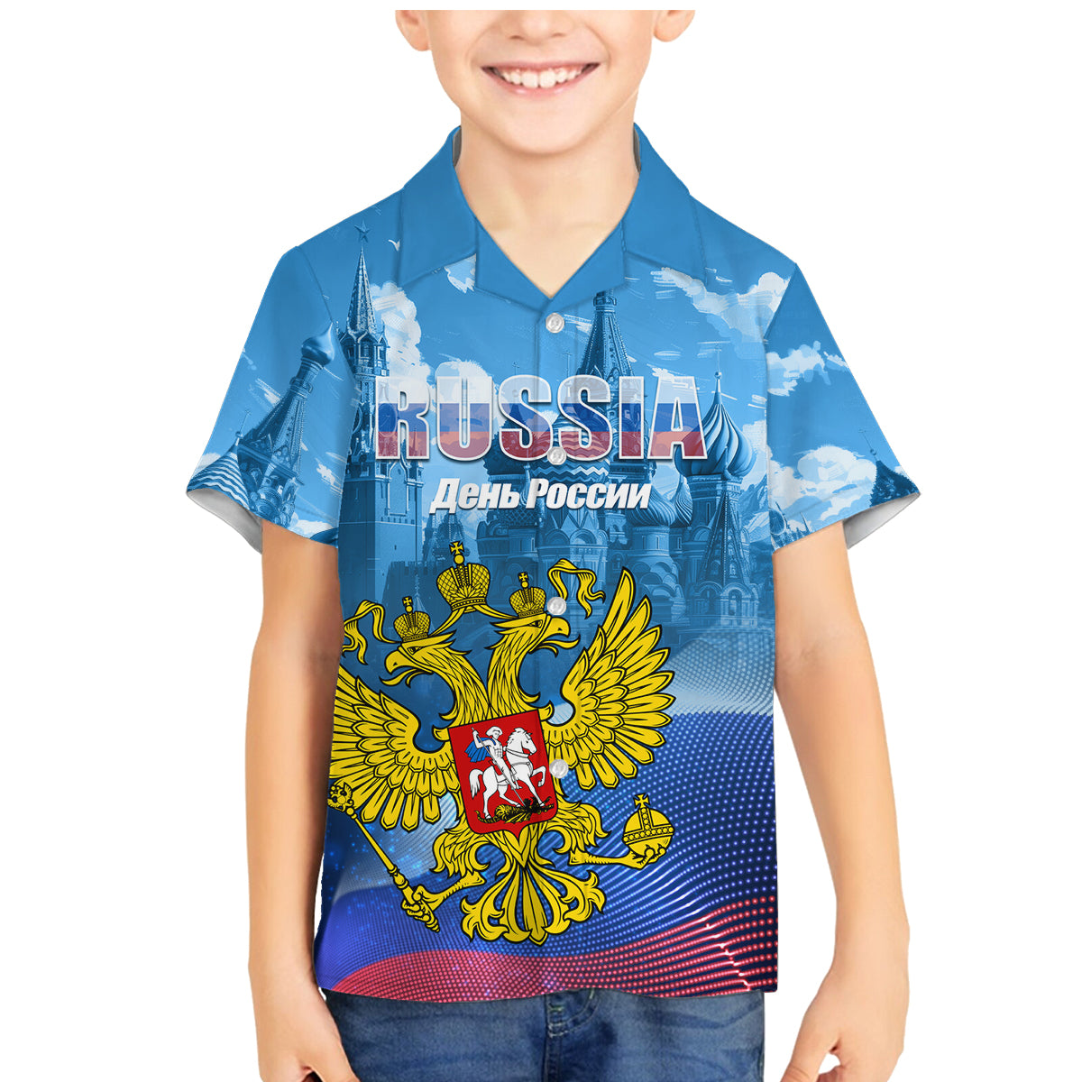 Russia Day 2024 Family Matching Mermaid Dress and Hawaiian Shirt Coat Of Arms With Red Square - Wonder Print Shop