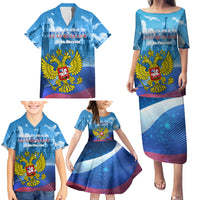 Russia Day 2024 Family Matching Puletasi and Hawaiian Shirt Coat Of Arms With Red Square - Wonder Print Shop