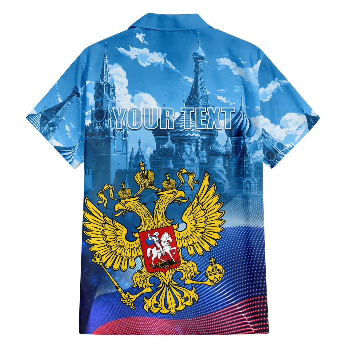 Russia Day 2024 Family Matching Short Sleeve Bodycon Dress and Hawaiian Shirt Coat Of Arms With Red Square - Wonder Print Shop