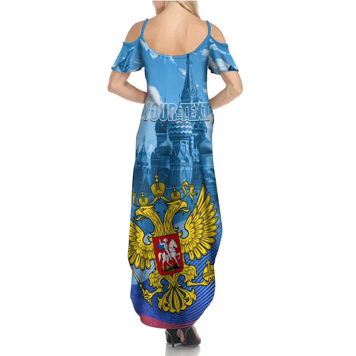 Russia Day 2024 Summer Maxi Dress Coat Of Arms With Red Square - Wonder Print Shop