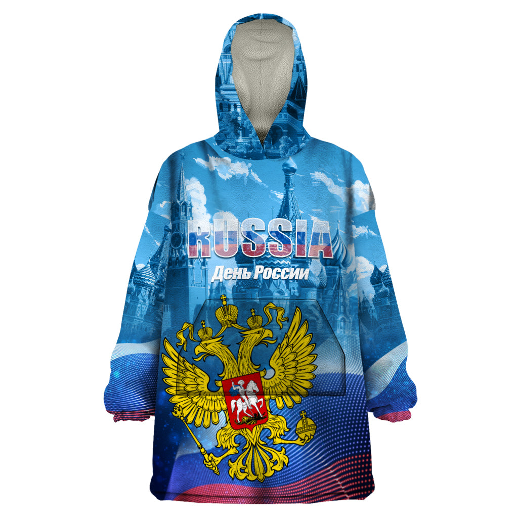 Russia Day 2024 Wearable Blanket Hoodie Coat Of Arms With Red Square