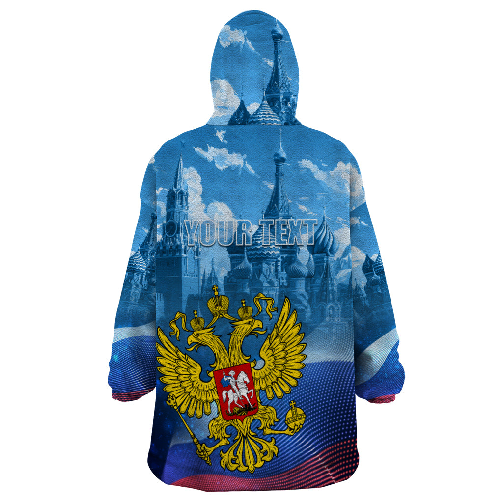 Russia Day 2024 Wearable Blanket Hoodie Coat Of Arms With Red Square - Wonder Print Shop