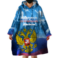 Russia Day 2024 Wearable Blanket Hoodie Coat Of Arms With Red Square - Wonder Print Shop