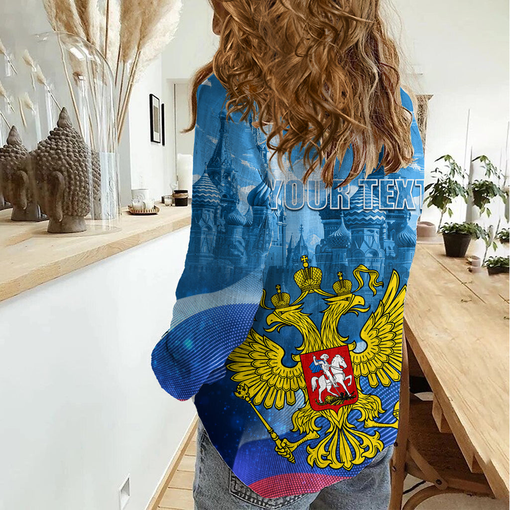Russia Day 2024 Women Casual Shirt Coat Of Arms With Red Square - Wonder Print Shop
