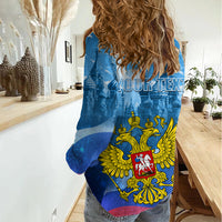 Russia Day 2024 Women Casual Shirt Coat Of Arms With Red Square - Wonder Print Shop