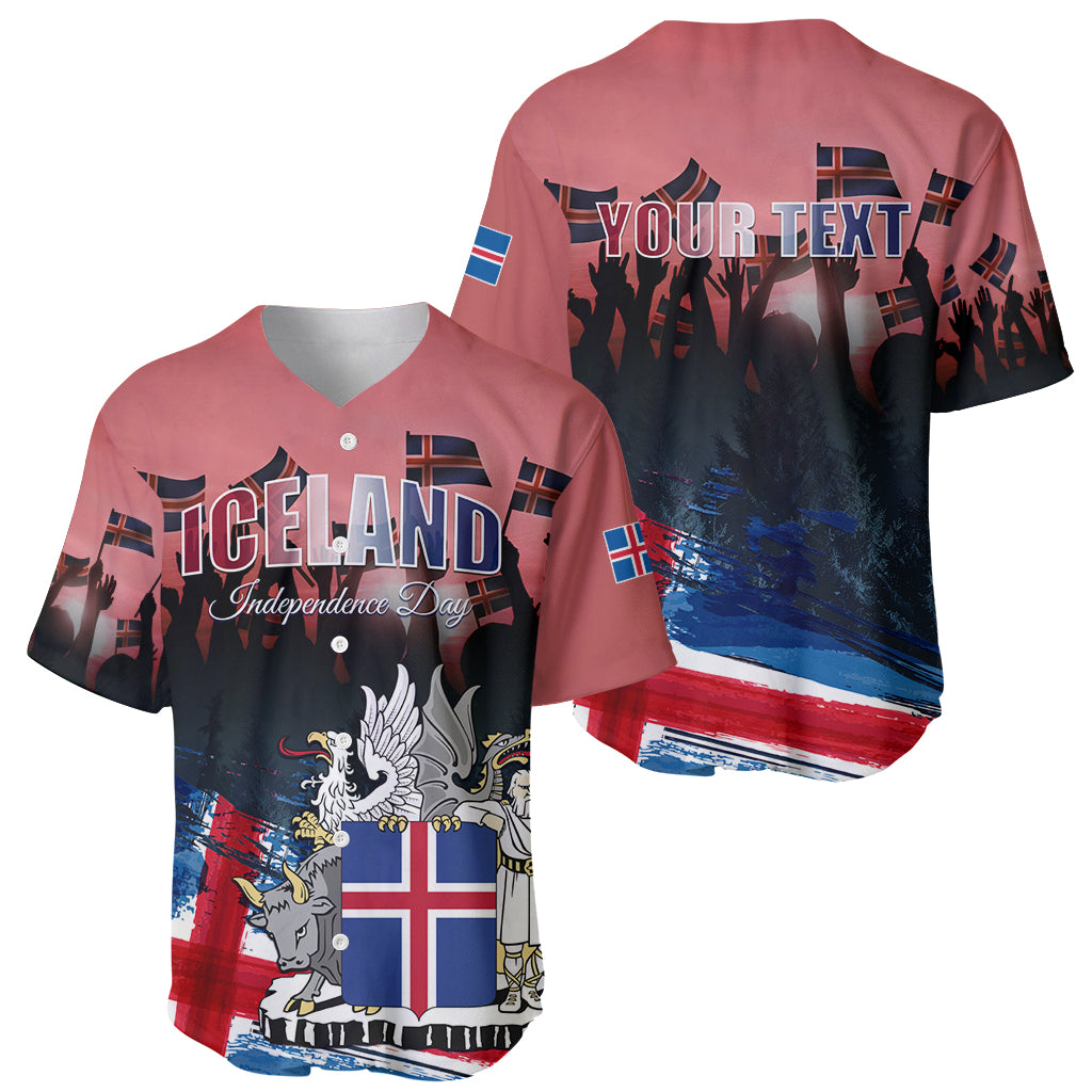 Iceland Independence Day 2024 Baseball Jersey Coat Of Arms Happy 80th Anniversary - Wonder Print Shop