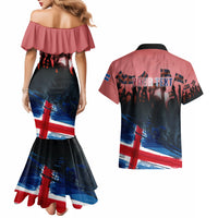 Iceland Independence Day 2024 Couples Matching Mermaid Dress and Hawaiian Shirt Coat Of Arms Happy 80th Anniversary - Wonder Print Shop