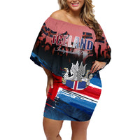 Iceland Independence Day 2024 Family Matching Off Shoulder Short Dress and Hawaiian Shirt Coat Of Arms Happy 80th Anniversary - Wonder Print Shop