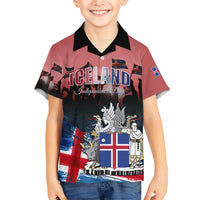 Iceland Independence Day 2024 Family Matching Short Sleeve Bodycon Dress and Hawaiian Shirt Coat Of Arms Happy 80th Anniversary - Wonder Print Shop