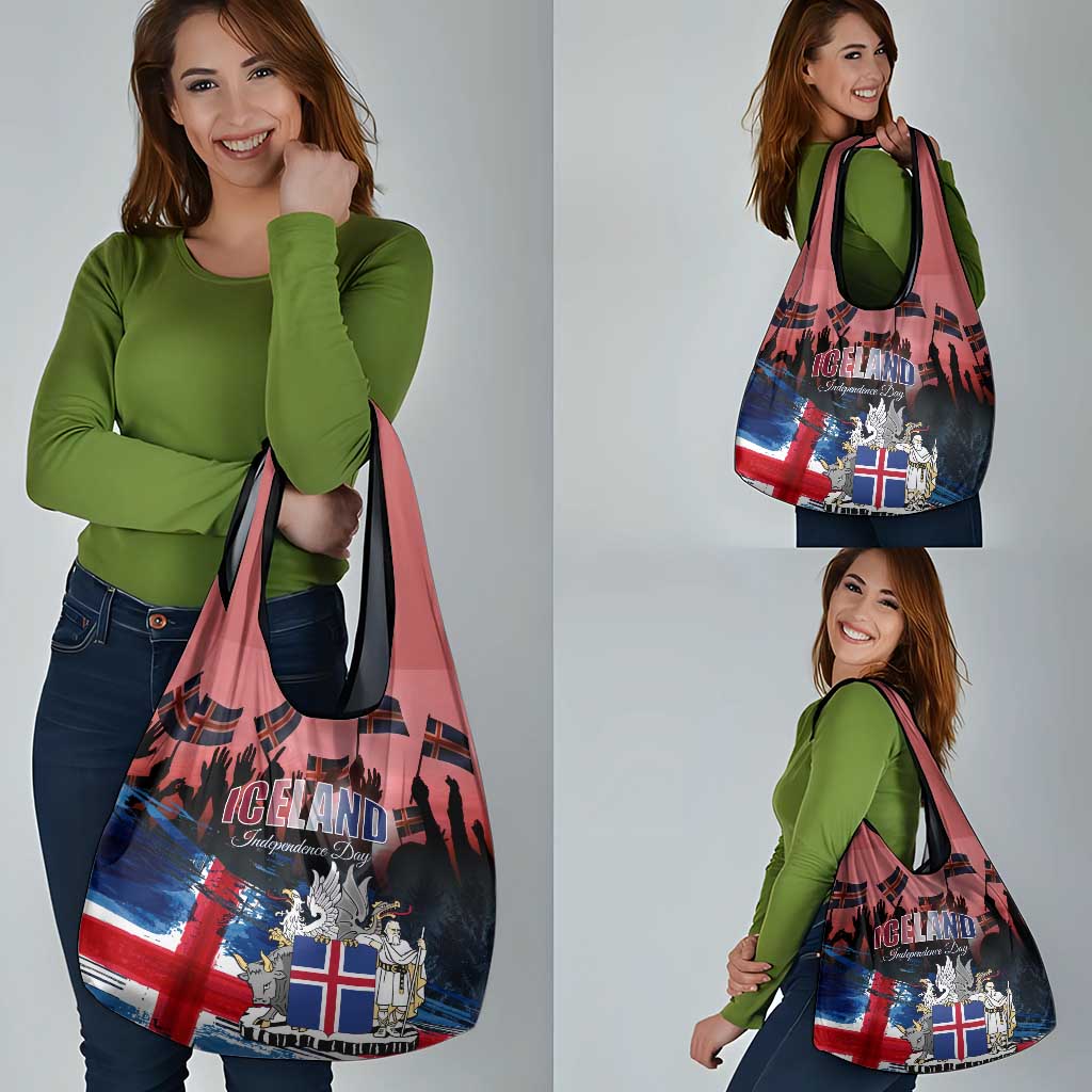 Iceland Independence Day 2024 Grocery Bag Coat Of Arms Happy 80th Anniversary