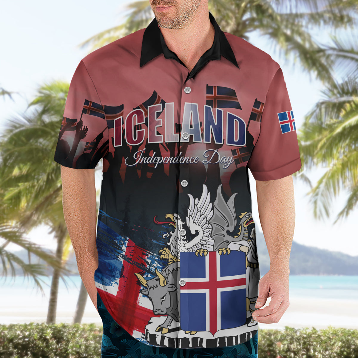 Iceland Independence Day 2024 Hawaiian Shirt Coat Of Arms Happy 80th Anniversary - Wonder Print Shop