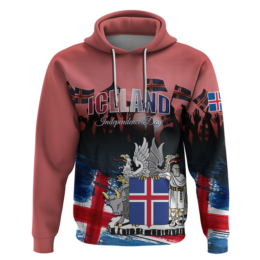 Iceland Independence Day 2024 Hoodie Coat Of Arms Happy 80th Anniversary