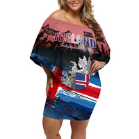 Iceland Independence Day 2024 Off Shoulder Short Dress Coat Of Arms Happy 80th Anniversary - Wonder Print Shop