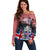 Iceland Independence Day 2024 Off Shoulder Sweater Coat Of Arms Happy 80th Anniversary - Wonder Print Shop