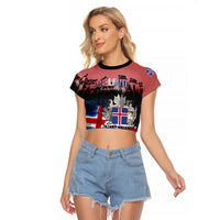 Iceland Independence Day 2024 Raglan Cropped T Shirt Coat Of Arms Happy 80th Anniversary - Wonder Print Shop