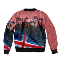 Iceland Independence Day 2024 Sleeve Zip Bomber Jacket Coat Of Arms Happy 80th Anniversary - Wonder Print Shop