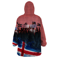 Iceland Independence Day 2024 Wearable Blanket Hoodie Coat Of Arms Happy 80th Anniversary - Wonder Print Shop