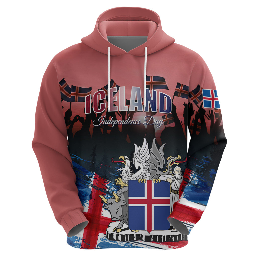 Iceland Independence Day 2024 Zip Hoodie Coat Of Arms Happy 80th Anniversary - Wonder Print Shop