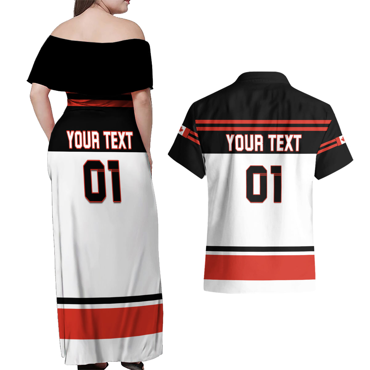 Canada Hockey 2024 Couples Matching Off Shoulder Maxi Dress and Hawaiian Shirt Hockey is Canada Game - Wonder Print Shop