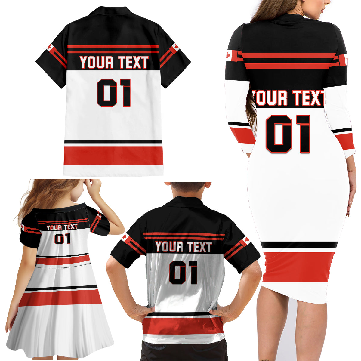 Canada Hockey 2024 Family Matching Long Sleeve Bodycon Dress and Hawaiian Shirt Hockey is Canada Game - Wonder Print Shop