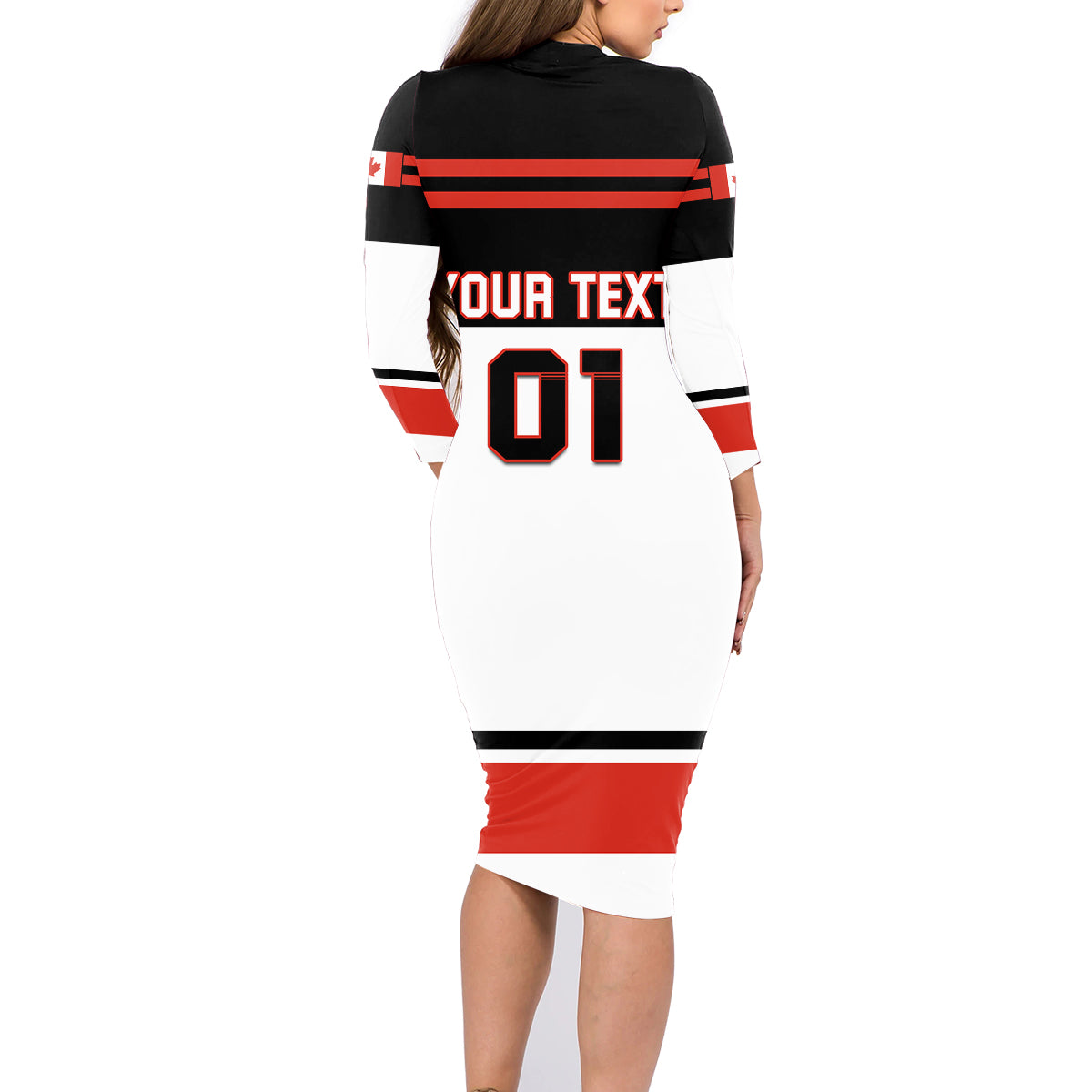Canada Hockey 2024 Family Matching Long Sleeve Bodycon Dress and Hawaiian Shirt Hockey is Canada Game - Wonder Print Shop