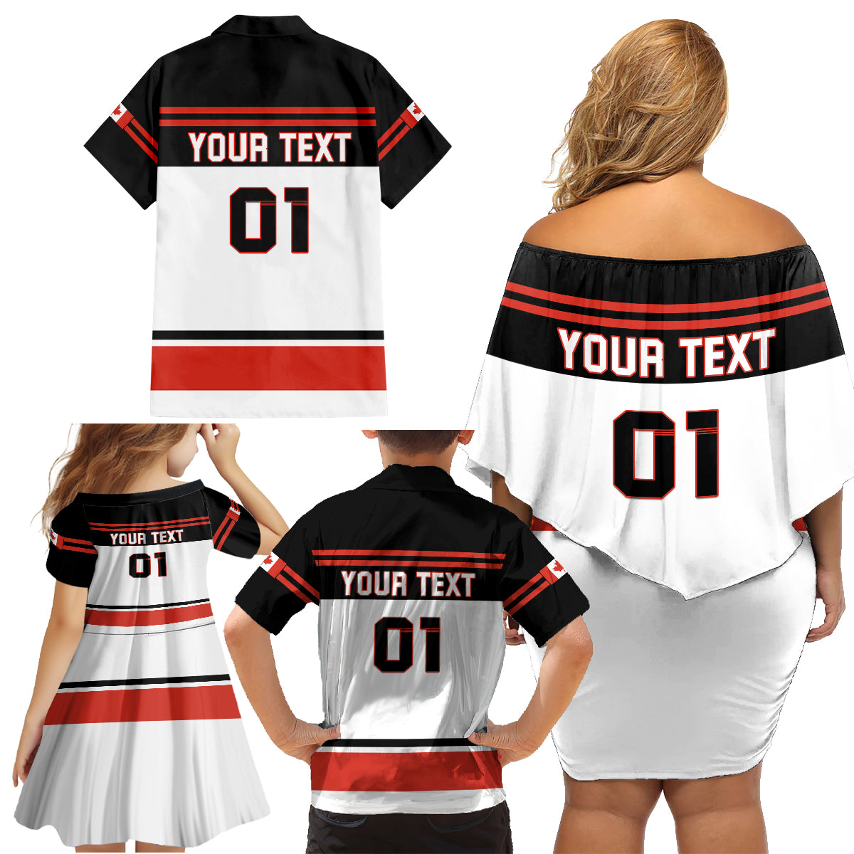 Canada Hockey 2024 Family Matching Off Shoulder Short Dress and Hawaiian Shirt Hockey is Canada Game - Wonder Print Shop