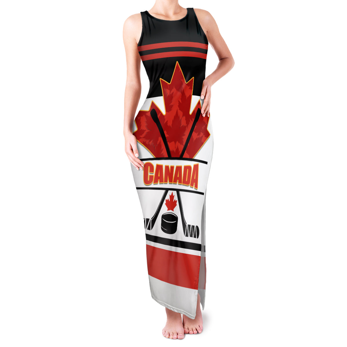 Canada Hockey 2024 Family Matching Tank Maxi Dress and Hawaiian Shirt Hockey is Canada Game - Wonder Print Shop