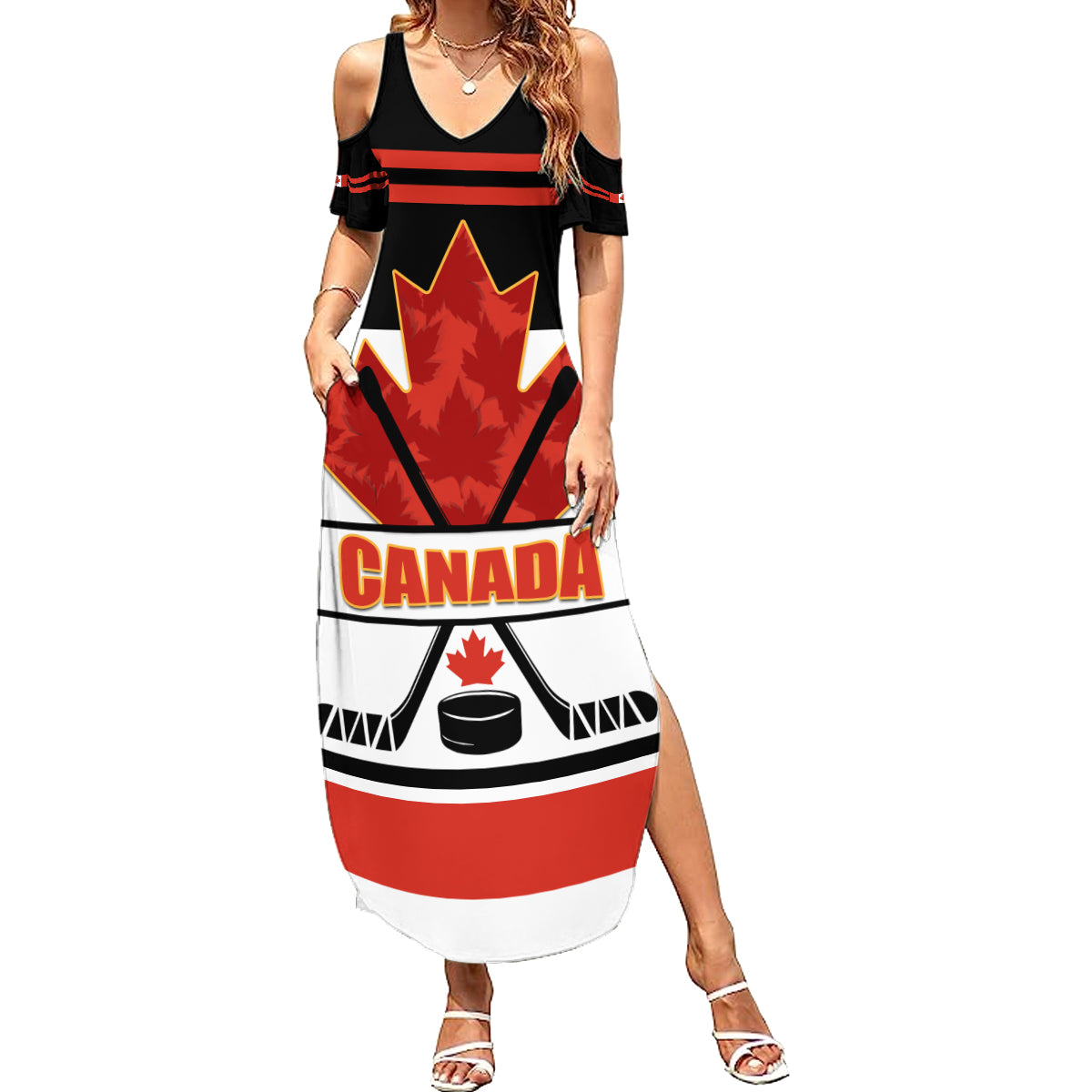 Canada Hockey 2024 Summer Maxi Dress Hockey is Canada Game - Wonder Print Shop