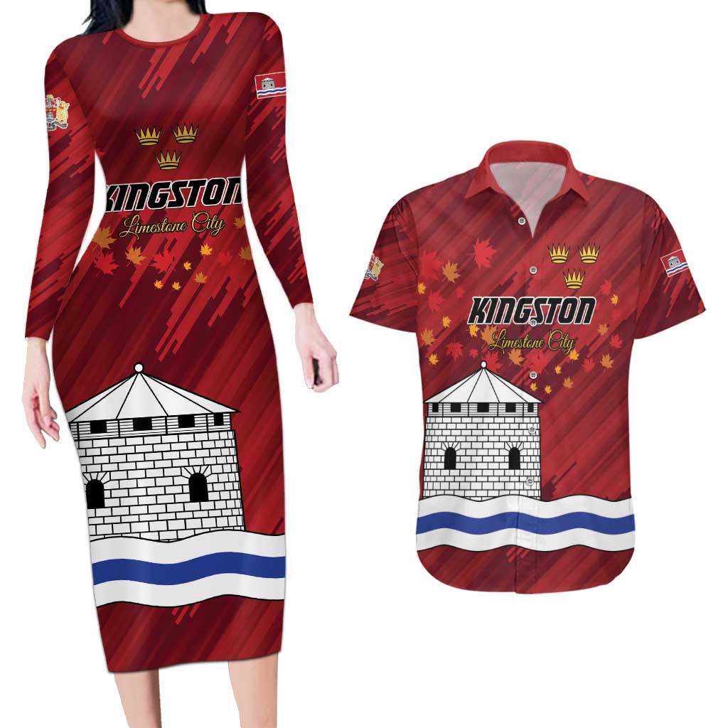 Personalised Kingston Couples Matching Long Sleeve Bodycon Dress and Hawaiian Shirt Antiquitate Civilitate Humanitate