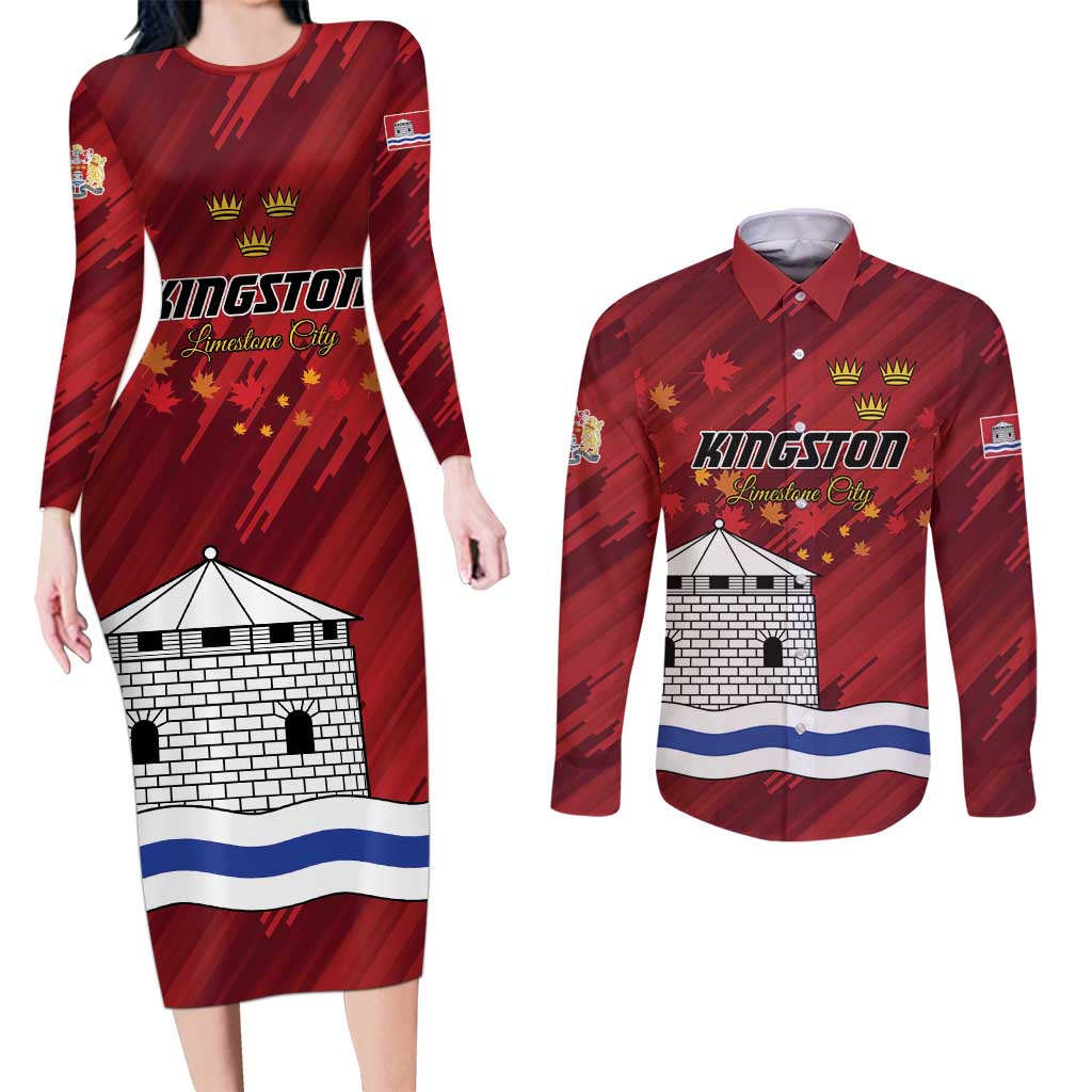 Personalised Kingston Couples Matching Long Sleeve Bodycon Dress and Long Sleeve Button Shirt Antiquitate Civilitate Humanitate